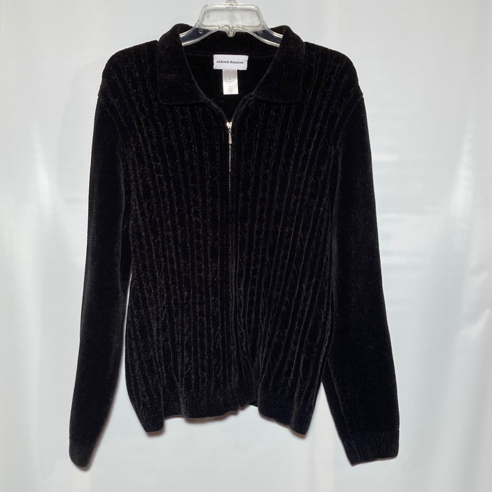 Alfred Dunner Woman Boho Sweater Zip Up Long sleeves Jacket With Collar Size L